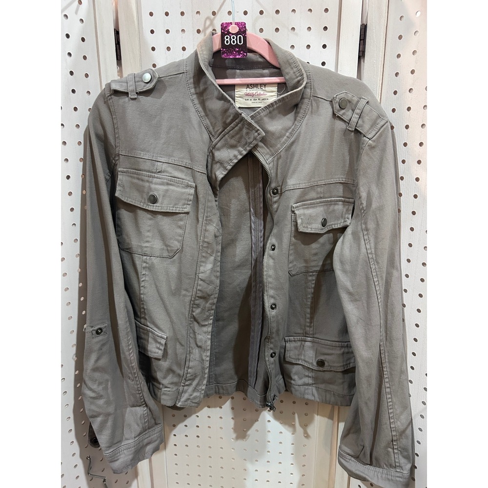 Ashley Utility‎ Collection Gray Military Style Jacket Women's Medium Utility